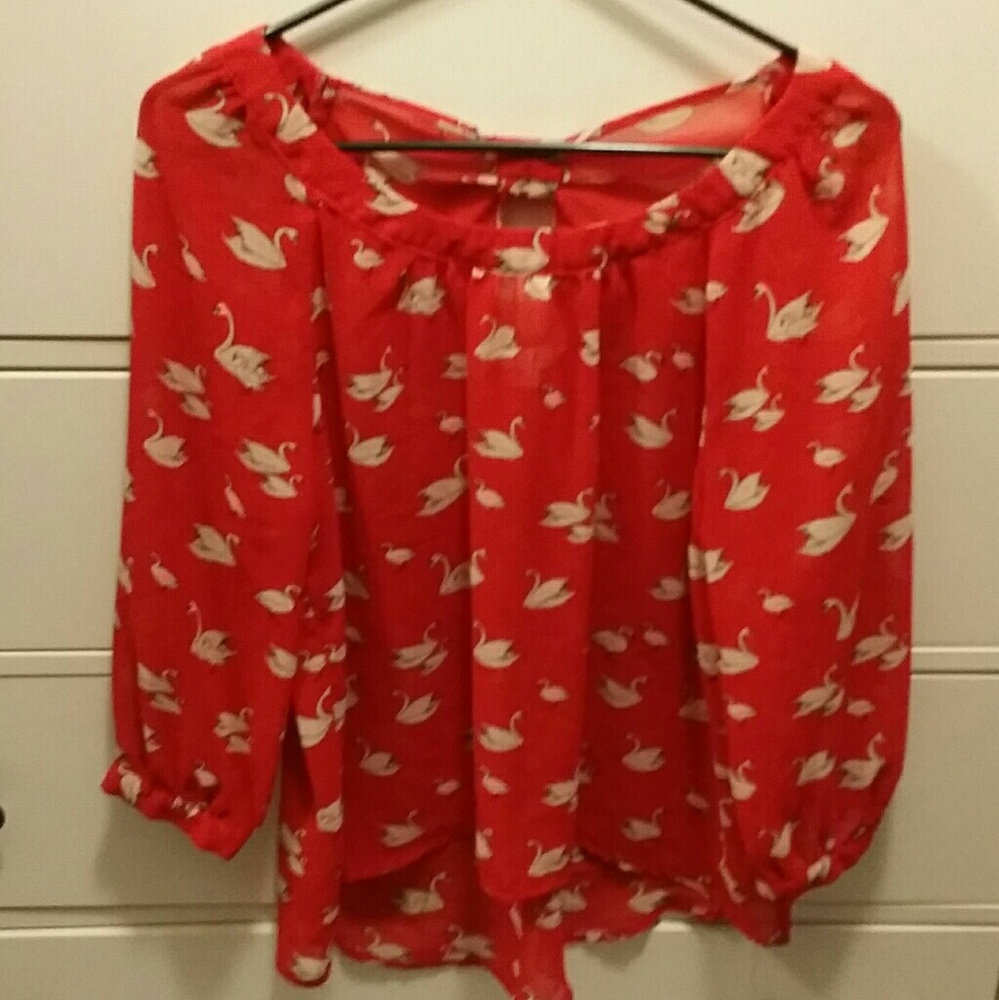 XXI sheer swan blouse
